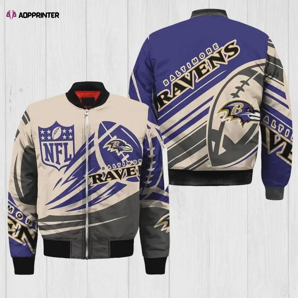 Baltimore ravens logo pattern bomber jacket Bomber Jacket