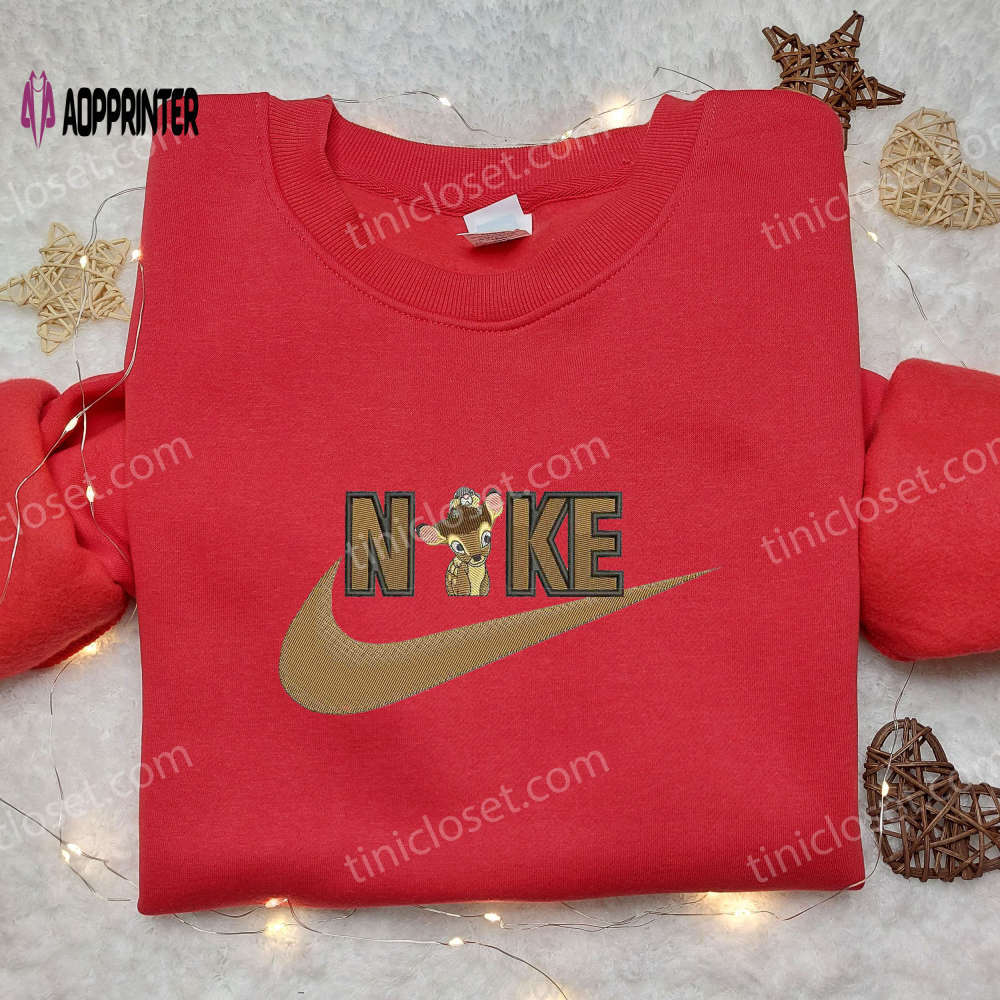 Bambi & bunny x swoosh nike embroidered shirt – cartoon disney design Embroidered Shirt