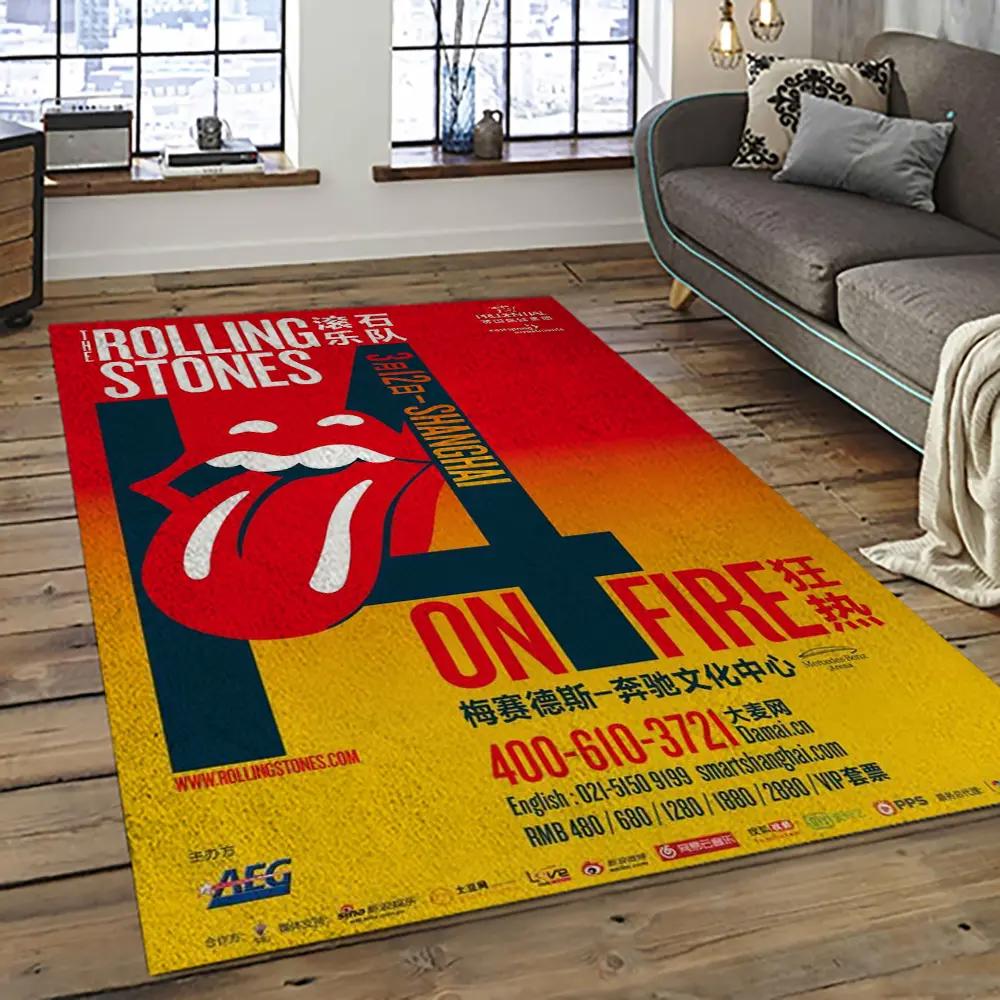 Band the rolling stones music carpet rectangle area rug for living room bedroom decor trs39 Rectangle Rug