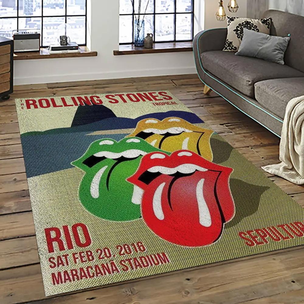 Band the rolling stones music carpet rectangle area rug for living room bedroom decor trs49 Rectangle Rug