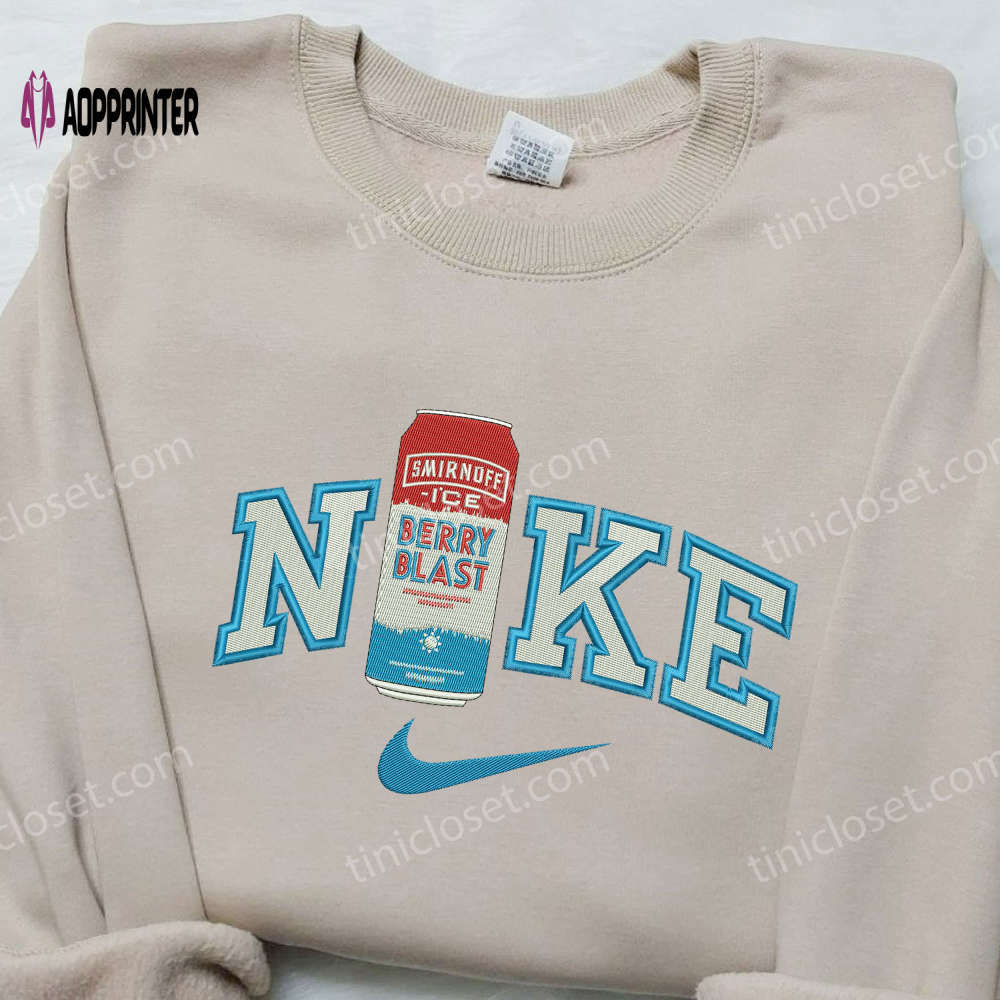 Berry blast beverage x nike embroidered shirt – stylish nike shirt with beauty and drink theme Embroidered Shirt