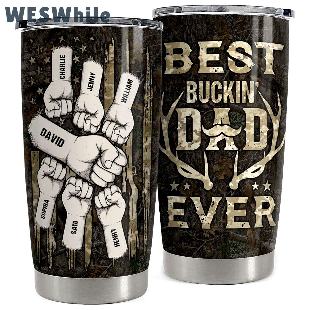 Best buckin’ dad ever personalized hunting tumbler cup Personalized Tumbler