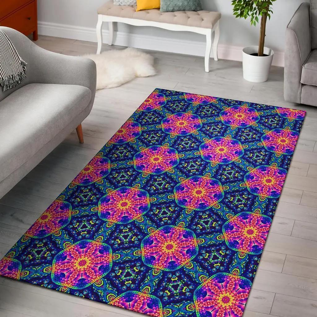 Black cactus pattern print area rug living room rug home decor Rectangle Rug