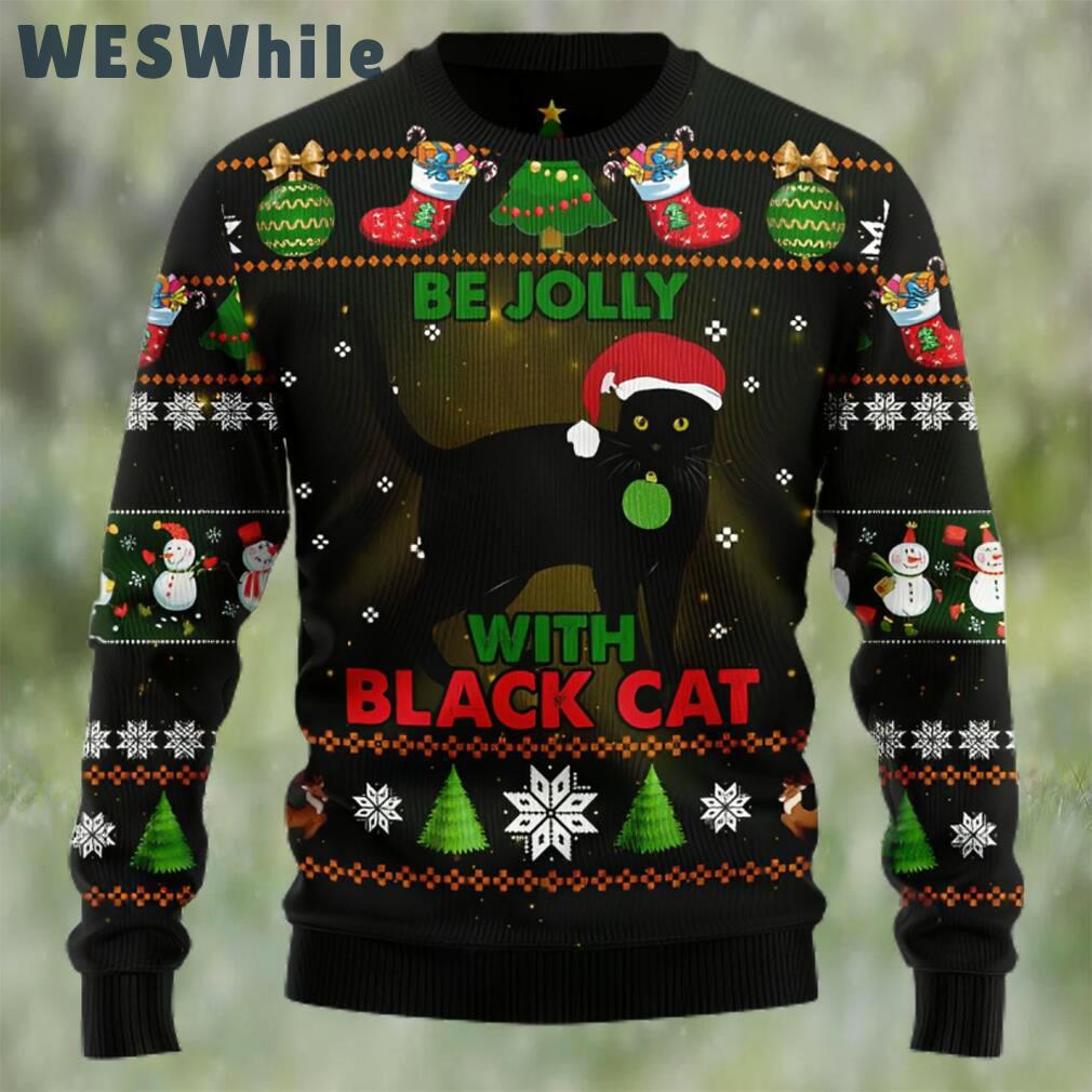 Black cat be jolly ugly christmas sweater Christmas Ugly Sweater