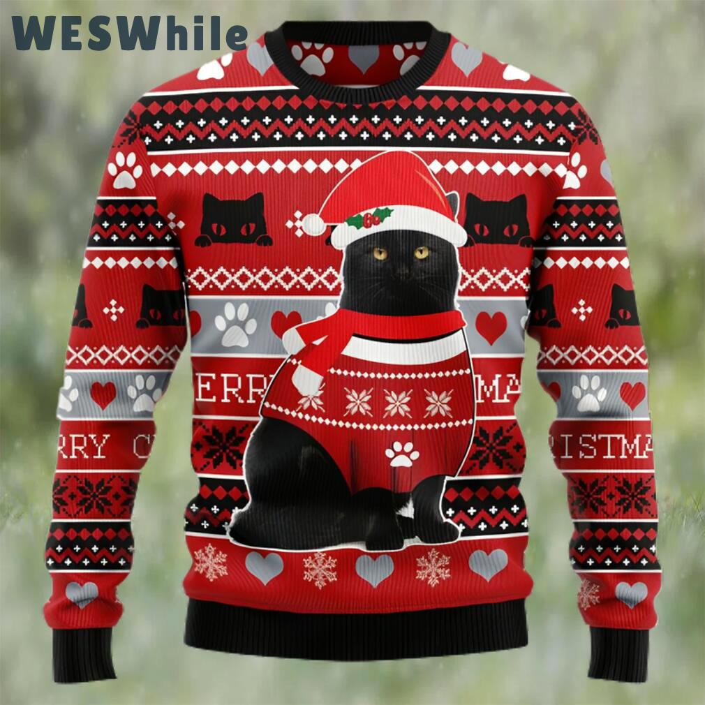 Black cat christmas pattern ugly christmas sweater Christmas Ugly Sweater