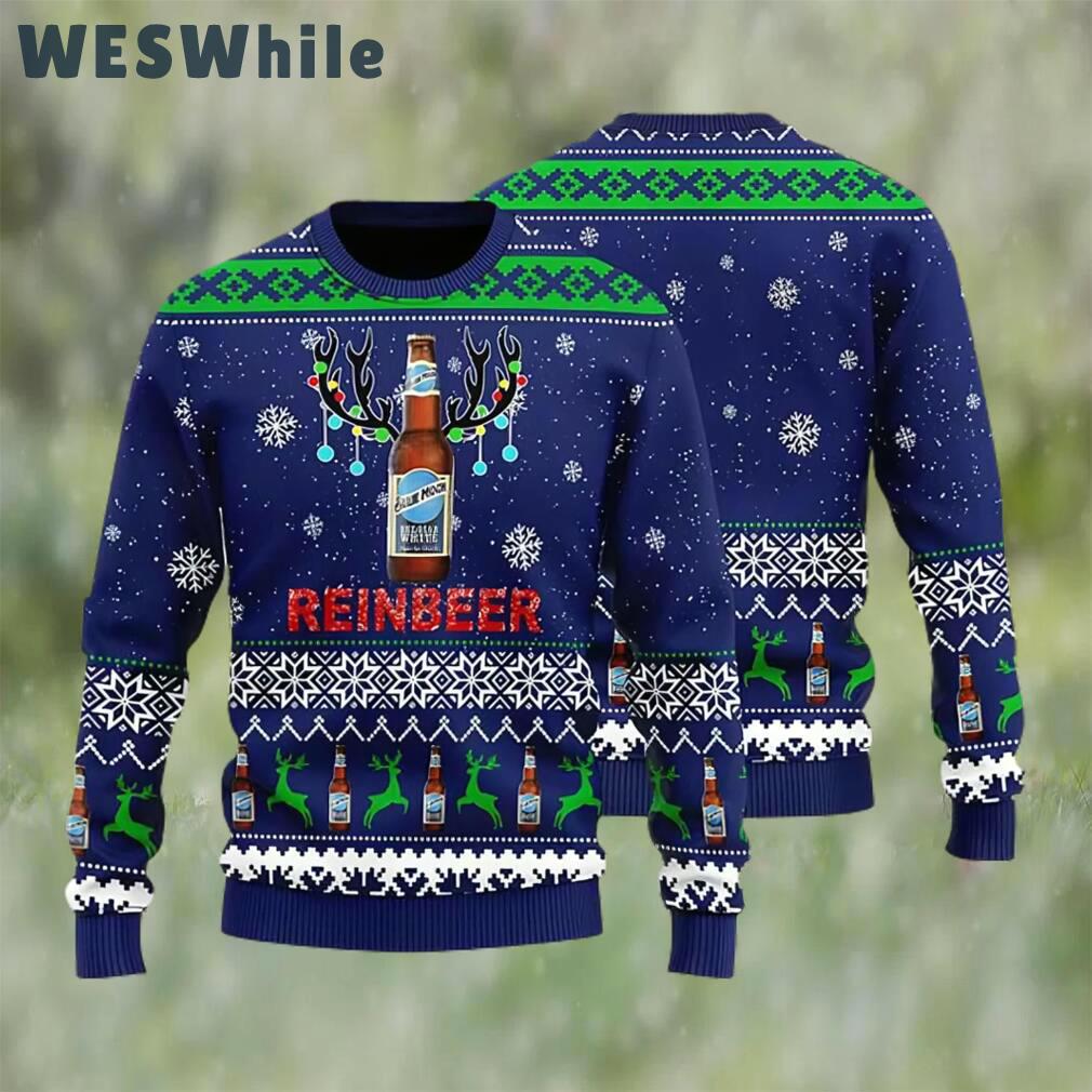Blue moon reinbeer beer ugly christmas sweater, faux wool sweater, international beer day, gifts for beer lovers, best christmas gifts for 2022 ? prinvity Christmas Ugly Sweater