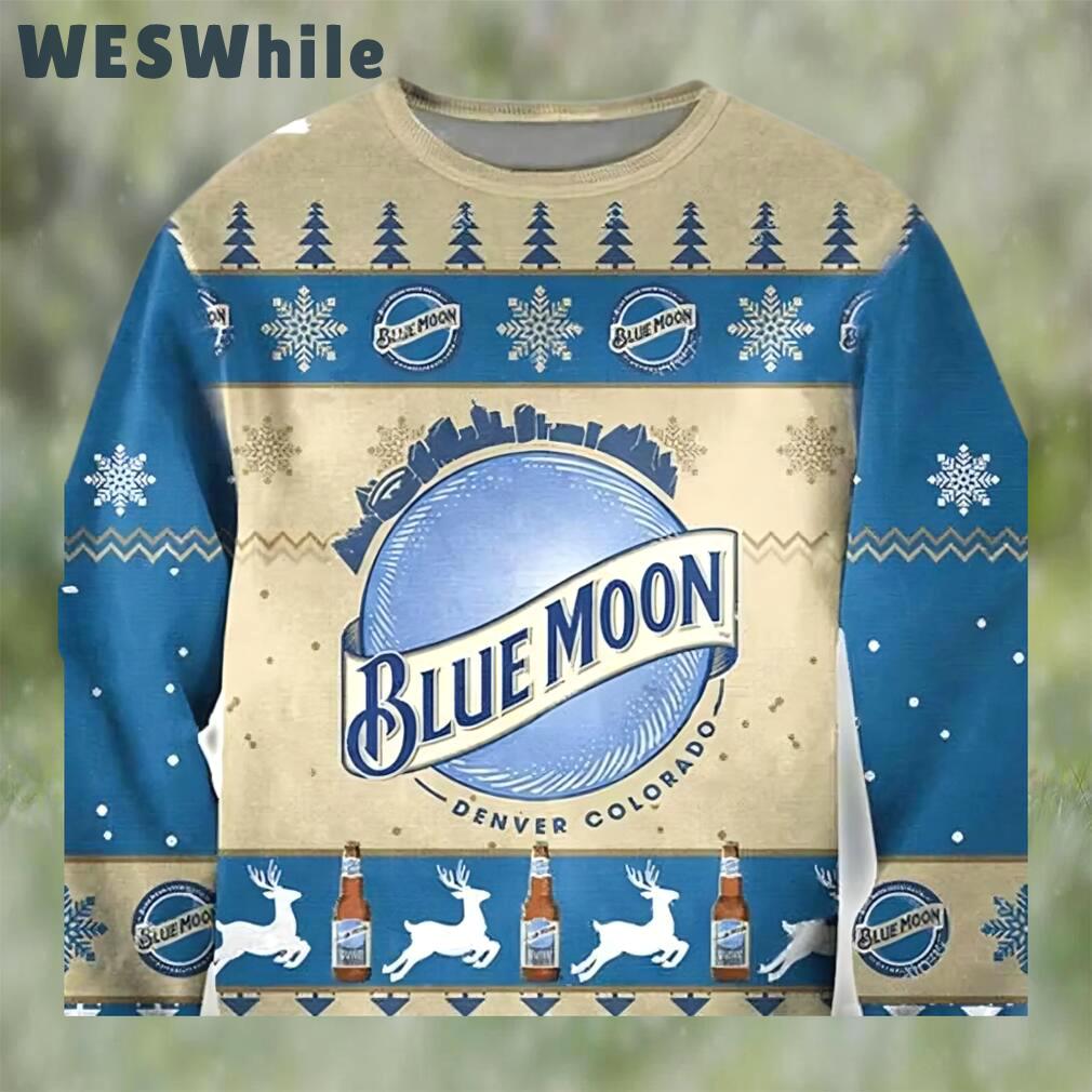 Blue moon ugly christmas sweater, faux wool sweater, international beer day, gifts for beer lovers, best christmas gifts for 2022 ? prinvity Christmas Ugly Sweater