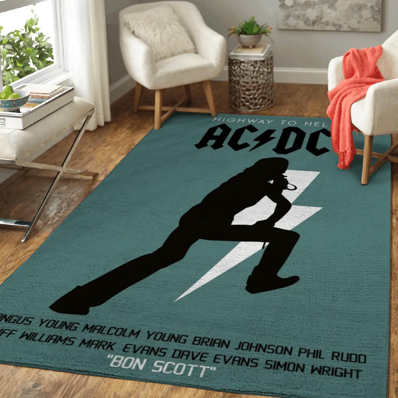 Bon scott artwork music art for fans area rug living room carpet rug regtangle carpet floor decor home decor Rectangle Rug