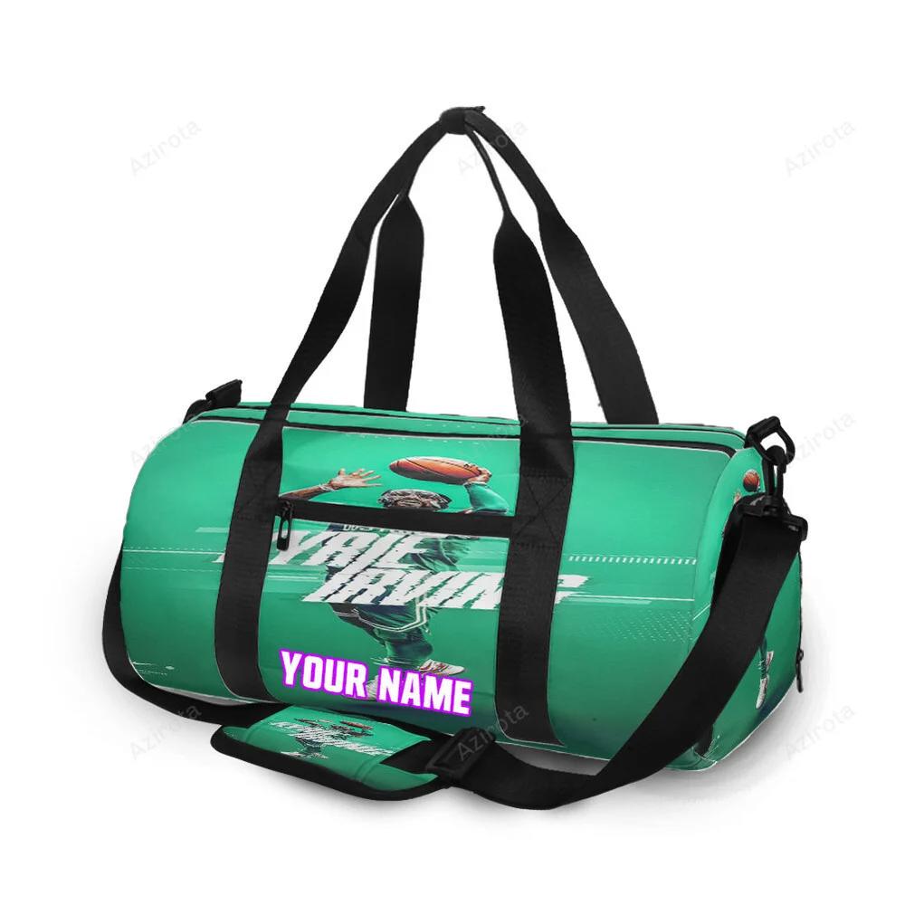 Boston celtics kyrie irving throwing green personalized name travel bag gym bag 129 Travel Bag