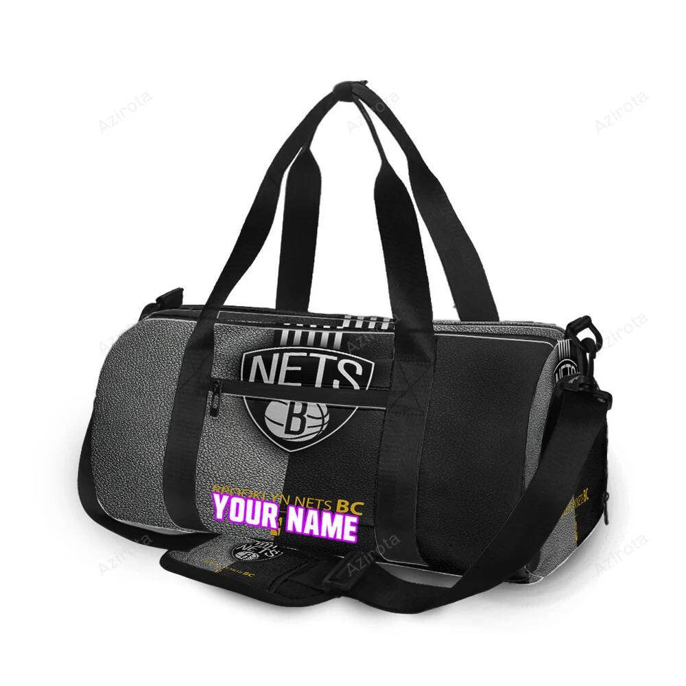 Brooklyn nets ball black leather personalized name travel bag gym bag 1932 Travel Bag