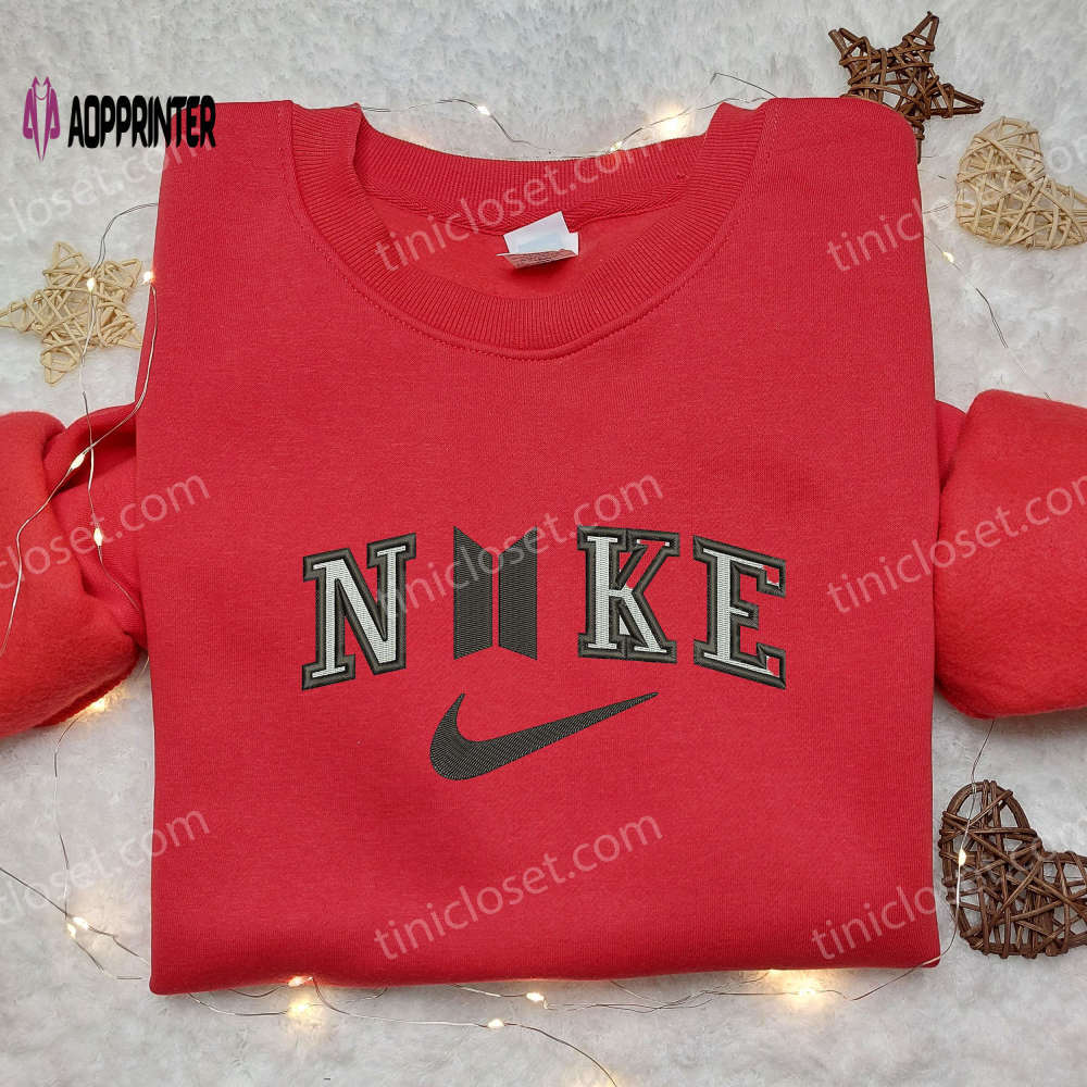 Bts x nike embroidered shirt: custom music apparel for trendy fans Embroidered Shirt