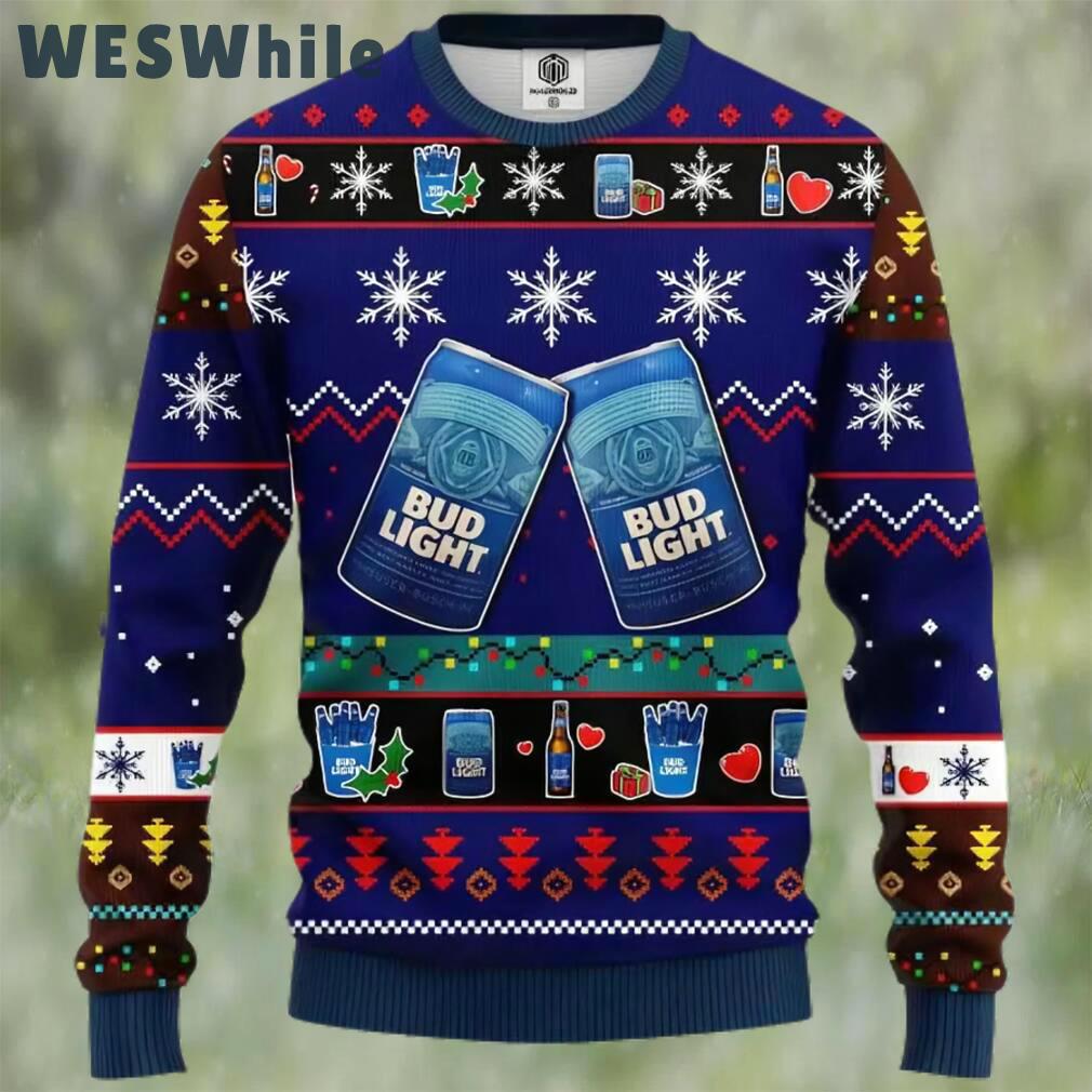 Bud light beer ugly christmas sweater, faux wool sweater, gifts for beer lovers, international beer day, best christmas gifts for 2022 ? prinvity Christmas Ugly Sweater