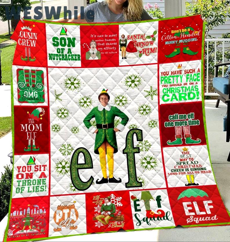 Buddy the elf fleece blanket, buddy the elf throw blanket for bed couch sofa, buddy the elf quilt, birthday gifts, christmas gifts Quilt Blanket