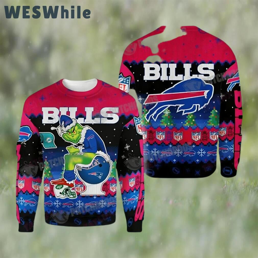 Buffalo bills grinch toilet 3d ugly christmas sweater nfl fan gift Christmas Ugly Sweater
