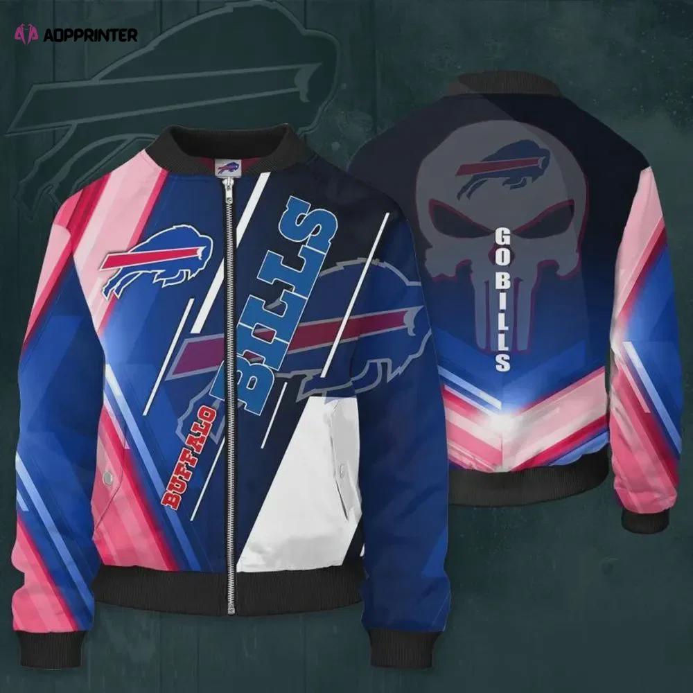 Buffalo go bills logo pattern bomber jacket – navy blue Bomber Jacket