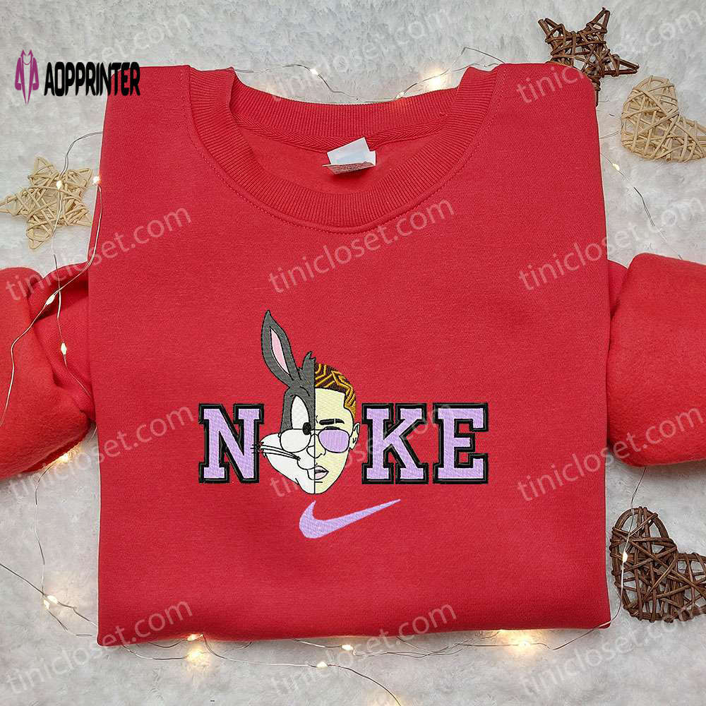 Bunny x bad bunny x nike cartoon embroidered shirt – looney tunes custom nike tee Embroidered Shirt