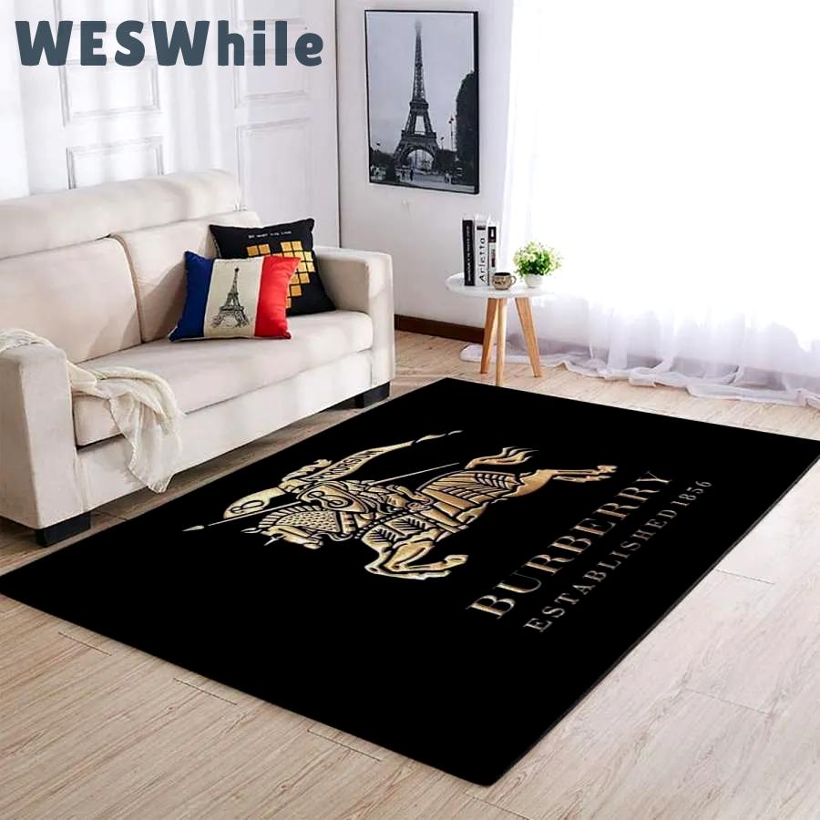 Burberry black golden logo type 233. Upgrade Your Living Room with Luxury Home Decor: Area Carpets, Floor Decor, Door Mats, and Hot Gift Items with style a High-End Fashion Brand Rectangle Rug