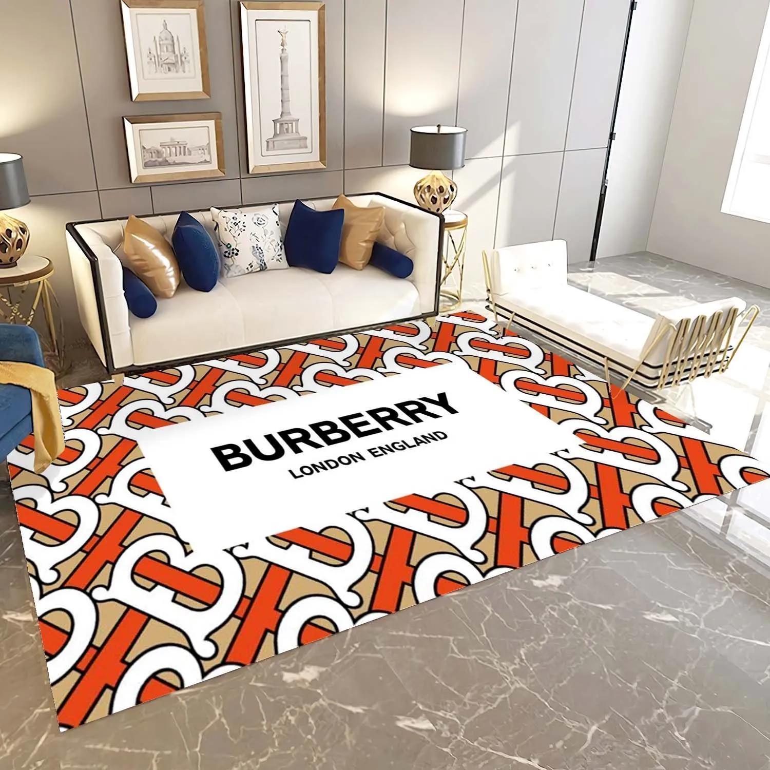 Burberry london logo type 710. Upgrade Your Living Room with Luxury Home Decor: Area Carpets, Floor Decor, Door Mats, and Hot Gift Items with style a High-End Fashion Brand Rectangle Rug