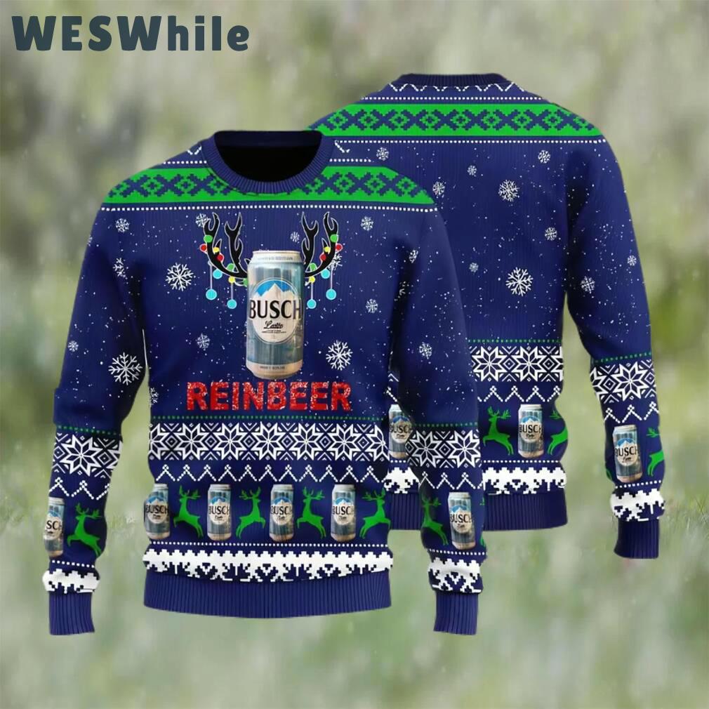 Busch latte reinbeer ugly christmas sweater, faux wool sweater, gifts for beer lovers, international beer day, best christmas gifts for 2022 ? prinvity Christmas Ugly Sweater