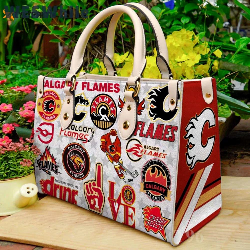 Calgary flames leather handbag gift for women 4428 Women Leather Hand Bag