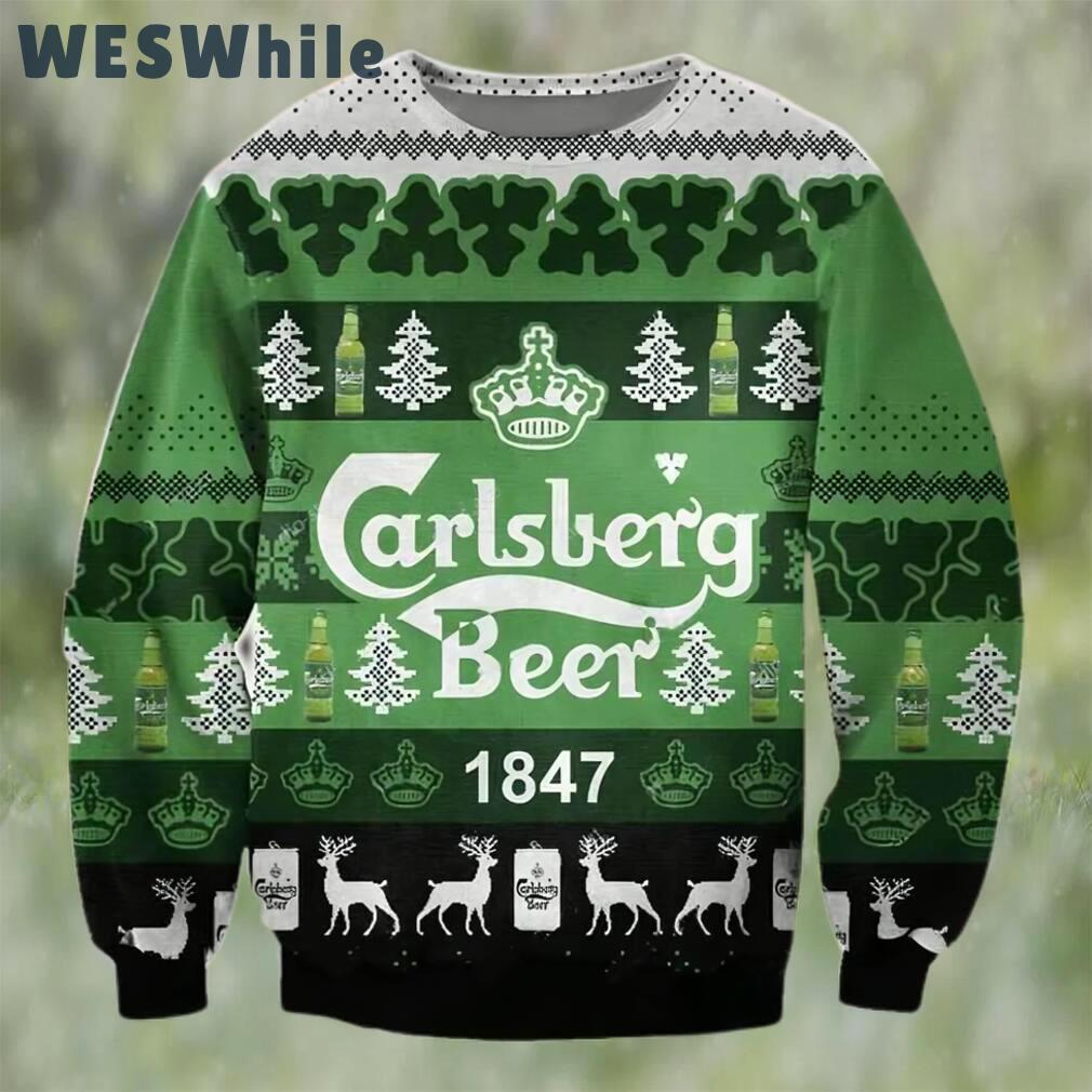 Carlsberg beer 1847 ugly christmas sweater, faux wool sweater, international beer day, gifts for beer lovers, best christmas gifts for 2022 ? prinvity Christmas Ugly Sweater
