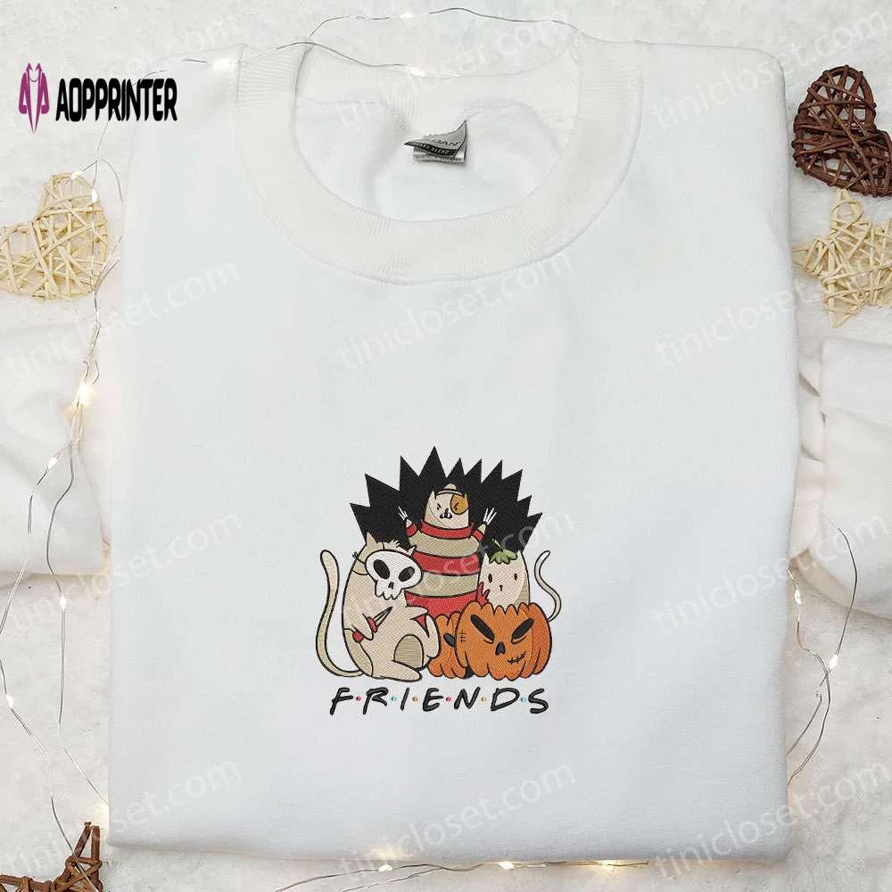 Cat friends halloween embroidered shirt – funny & unique gift for family Embroidered Shirt