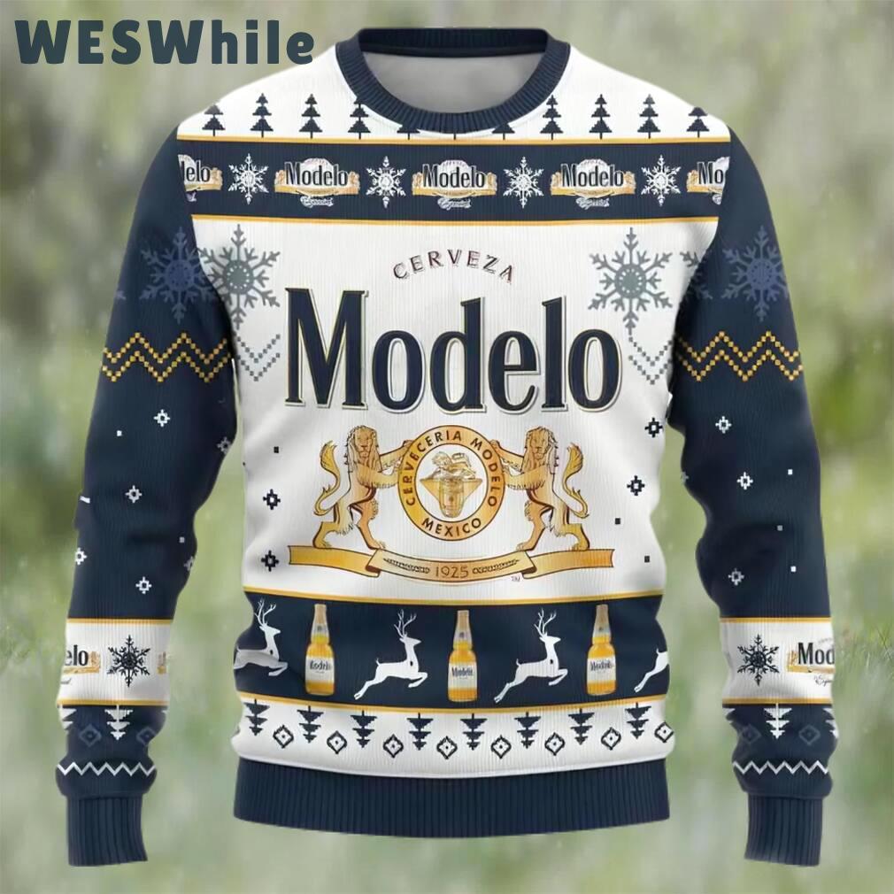 Cerveceria modelo beer ugly christmas sweater, faux wool sweater, gifts for beer lovers, international beer day, best christmas gifts for 2022 ? prinvity Christmas Ugly Sweater
