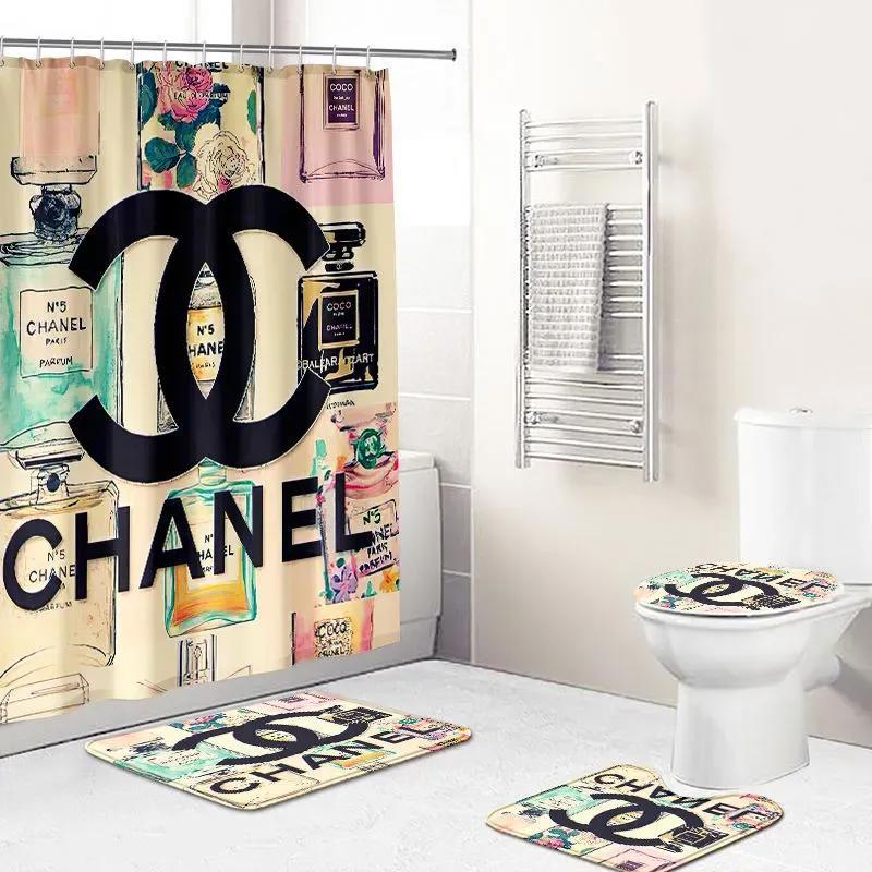 Chanel coco perfume bathroom sets hypebeast home decor luxury fashion brand bath mat Bathroom Set