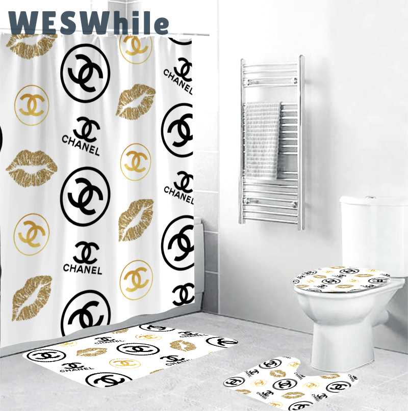 Chanel lips fashion luxury brand bathroom set home decor Bathroom Set