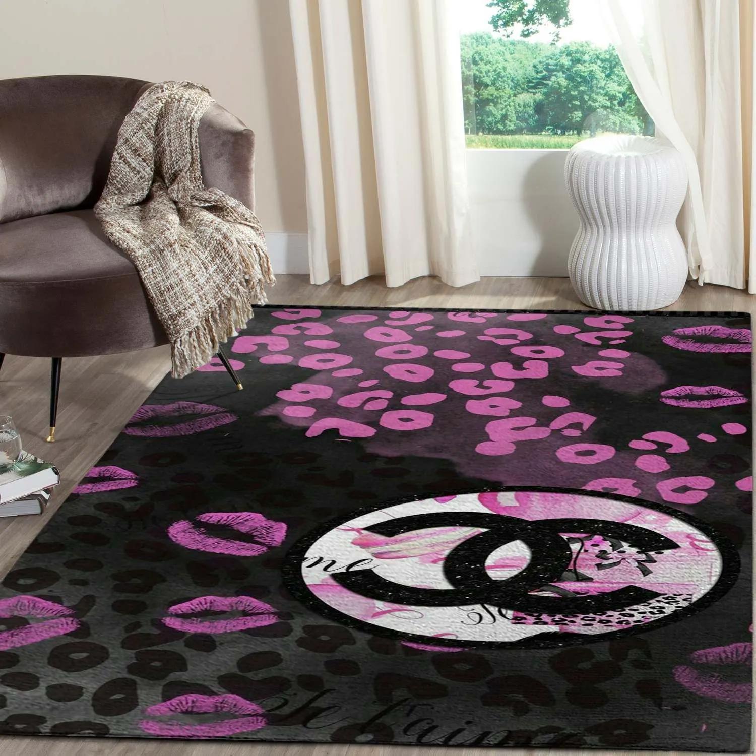 Chanel lips logo type 507. Upgrade Your Living Room with Luxury Home Decor: Area Carpets, Floor Decor, Door Mats, and Hot Gift Items with style a High-End Fashion Brand Rectangle Rug