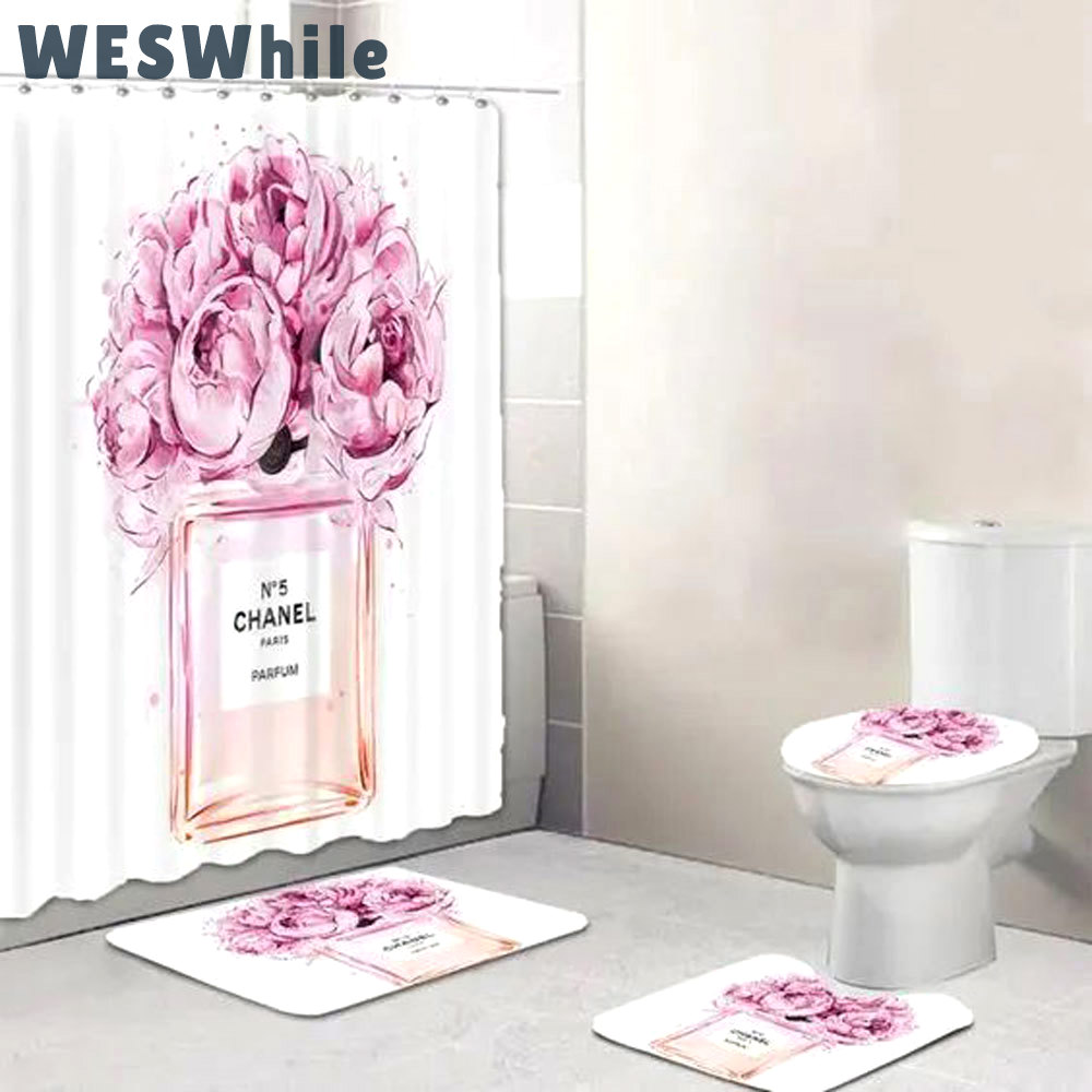 Chanel perfume bathroom sets hypebeast home decor luxury fashion brand bath mat Bathroom Set