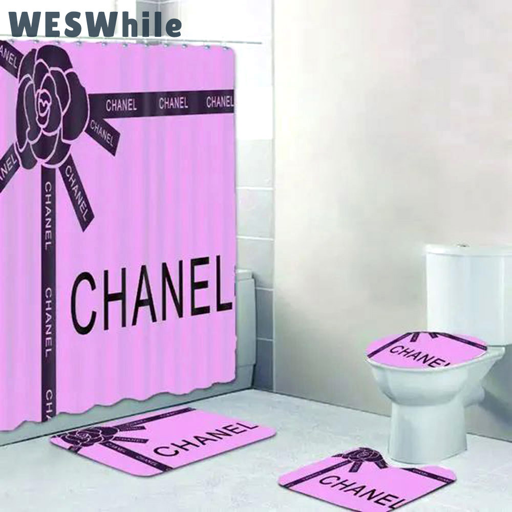 Chanel purple bathroom set bath mat hypebeast home decor luxury fashion brand Bathroom Set