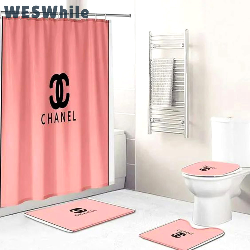 Chanel salmon bath mat hypebeast luxury fashion brand bathroom sets home decor Bathroom Set