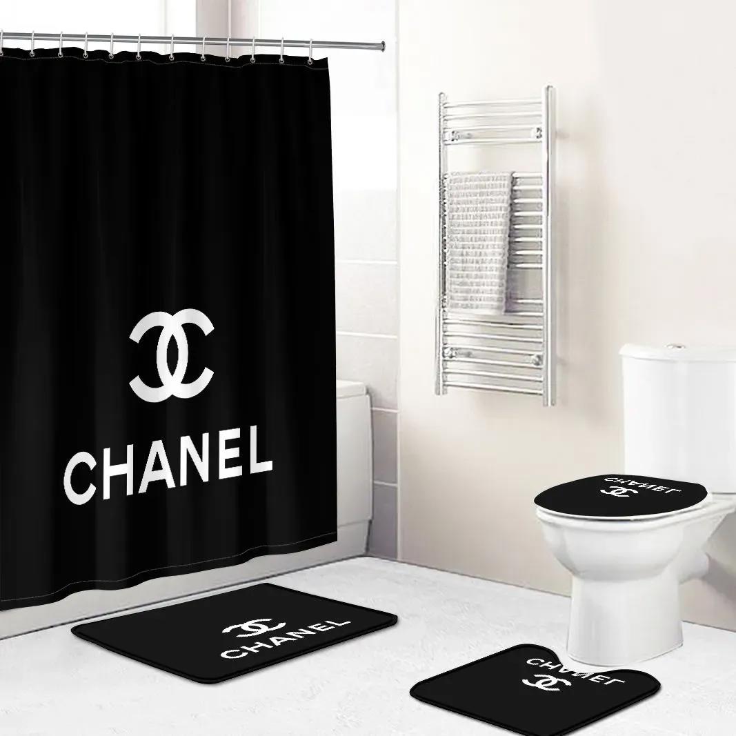 Chanel shower curtain black and white luxury bathroom set 1 25 Bathroom Set