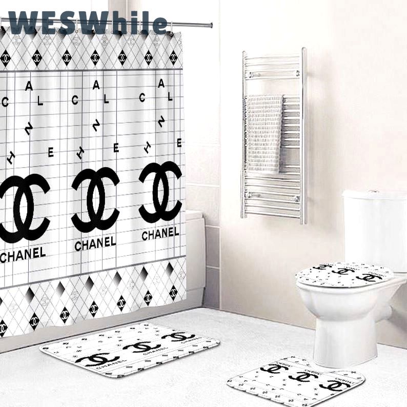Chanel white bath mat hypebeast bathroom sets home decor luxury fashion brand Bathroom Set