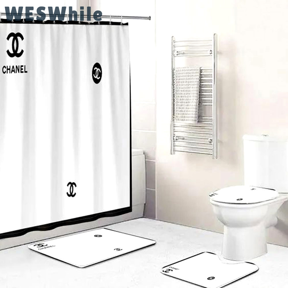 Chanel white bathroom set home decor hypebeast bath mat luxury fashion brand Bathroom Set