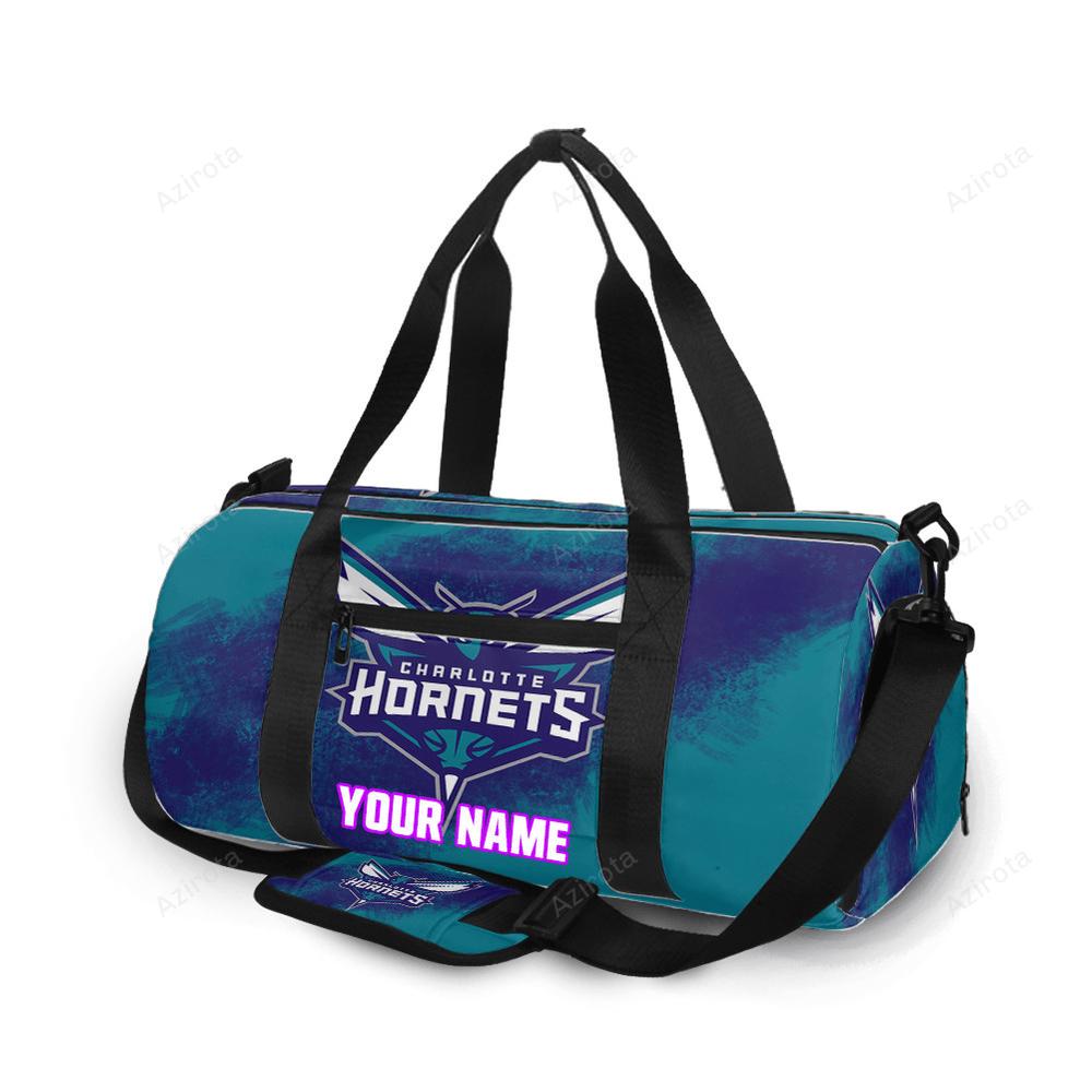 Charlotte hornets blue navy personalized name travel bag gym bag 798 Travel Bag
