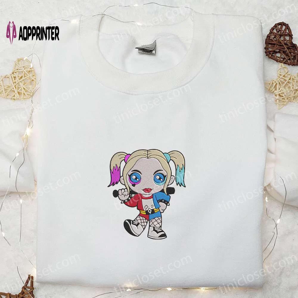 Chibi harley quinn embroidered sweatshirt: movie hoodie best halloween gifts Embroidered Shirt