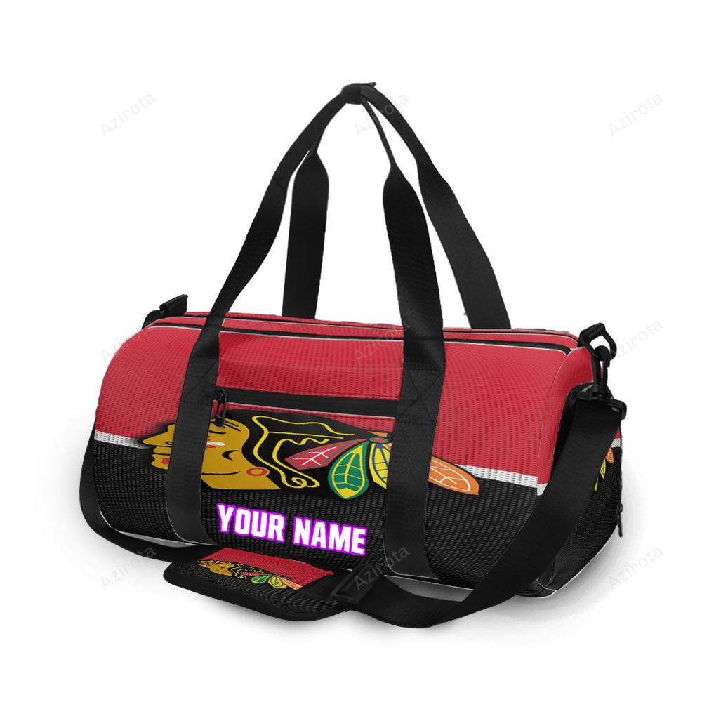 Chicago blackhawks emblem texture8 personalized name travel bag gym bag 2034 Travel Bag