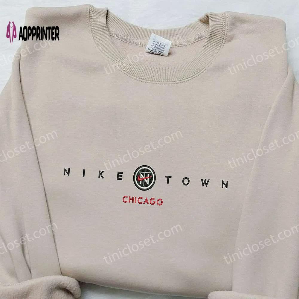 Chicago town x nike embroidered hoodie & shirt: perfect family gift with nike-inspired design Embroidered Shirt
