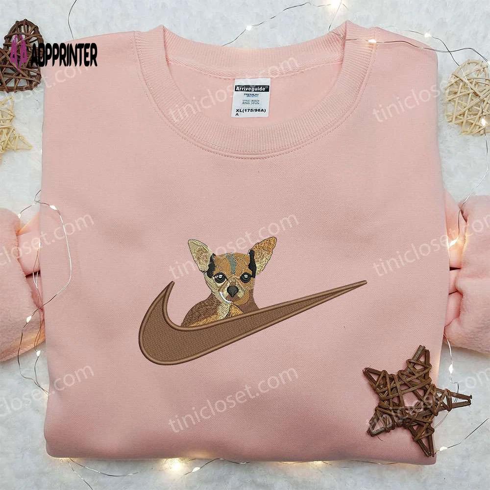 Chihuahua x nike embroidered shirt – animal & custom nike embroidery Embroidered Shirt
