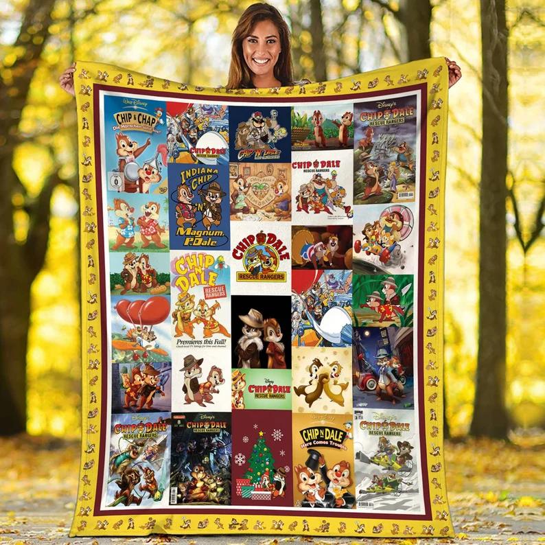Chip and dale fleece blanket, chip n dale blanket, chip and dale art blanket, birthday gifts for kids, christmas gifts Quilt Blanket