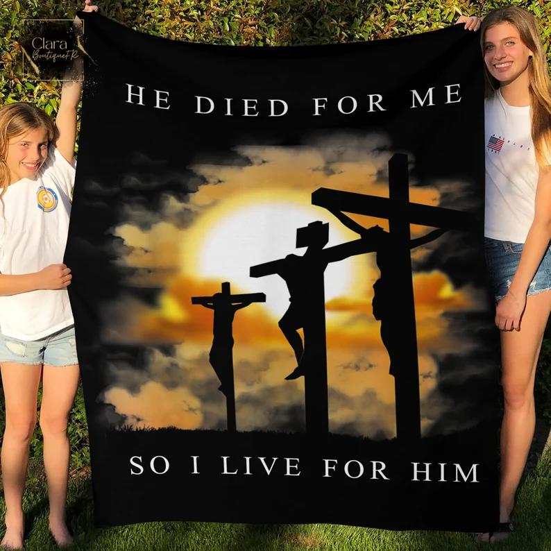 Christian bible verse - jesus died for me fleece blanket, mink sherpa blanket, jesus blanket, christian quilt, jesus died quilt Quilt Blanket