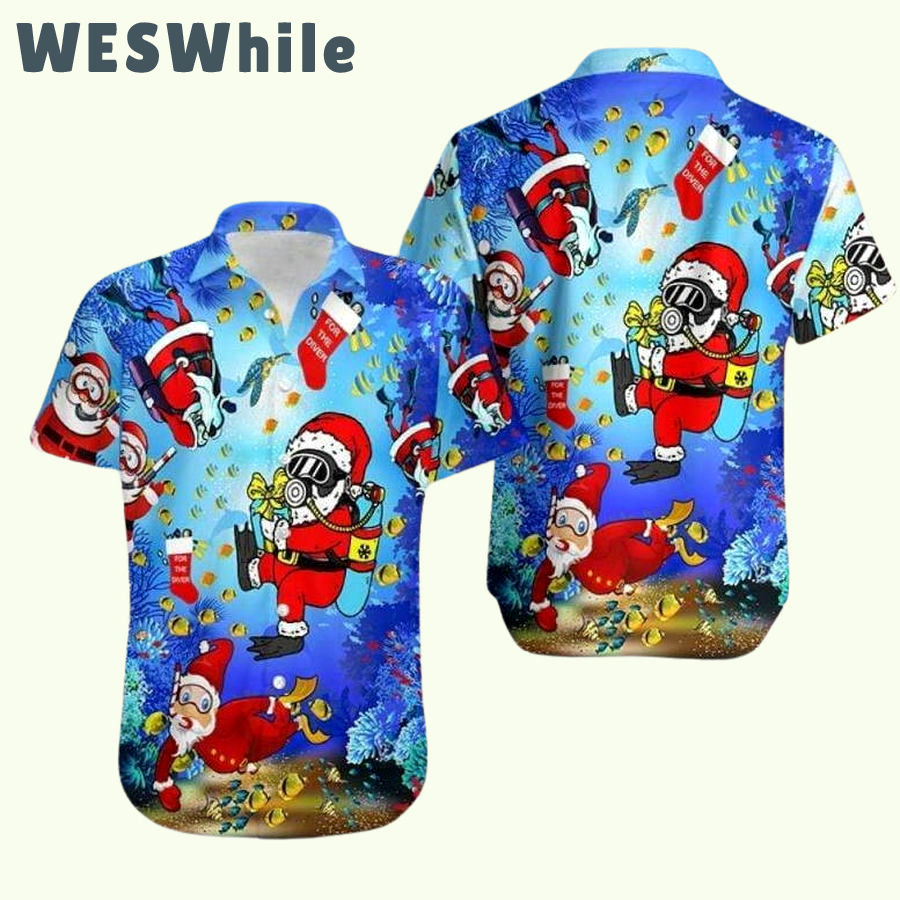 Christmas santa claus dives hawaiian shirt Hawaii Shirt Shorts & Flip Flops