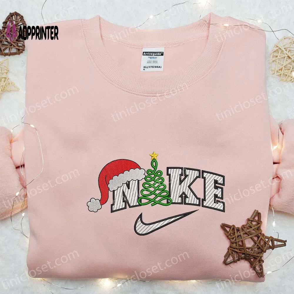 Christmas tree x nike embroidered sweatshirt: best nike inspired gift idea for christmas Embroidered Shirt
