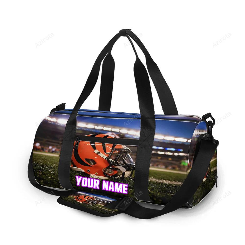 Cincinnati bengals emblem helmet v2 personalized name travel bag gym bag 679 Travel Bag
