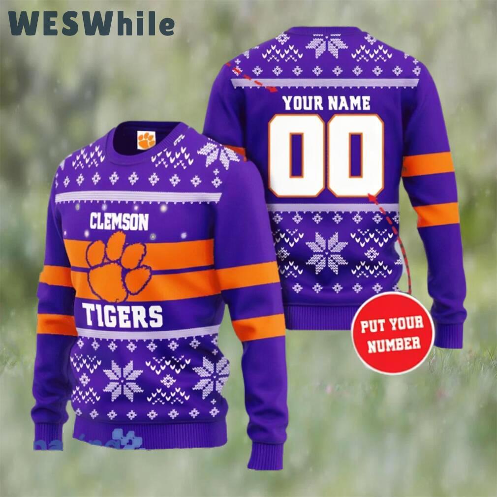 Clemson tigers custom name and number ugly christmas sweater Christmas Ugly Sweater