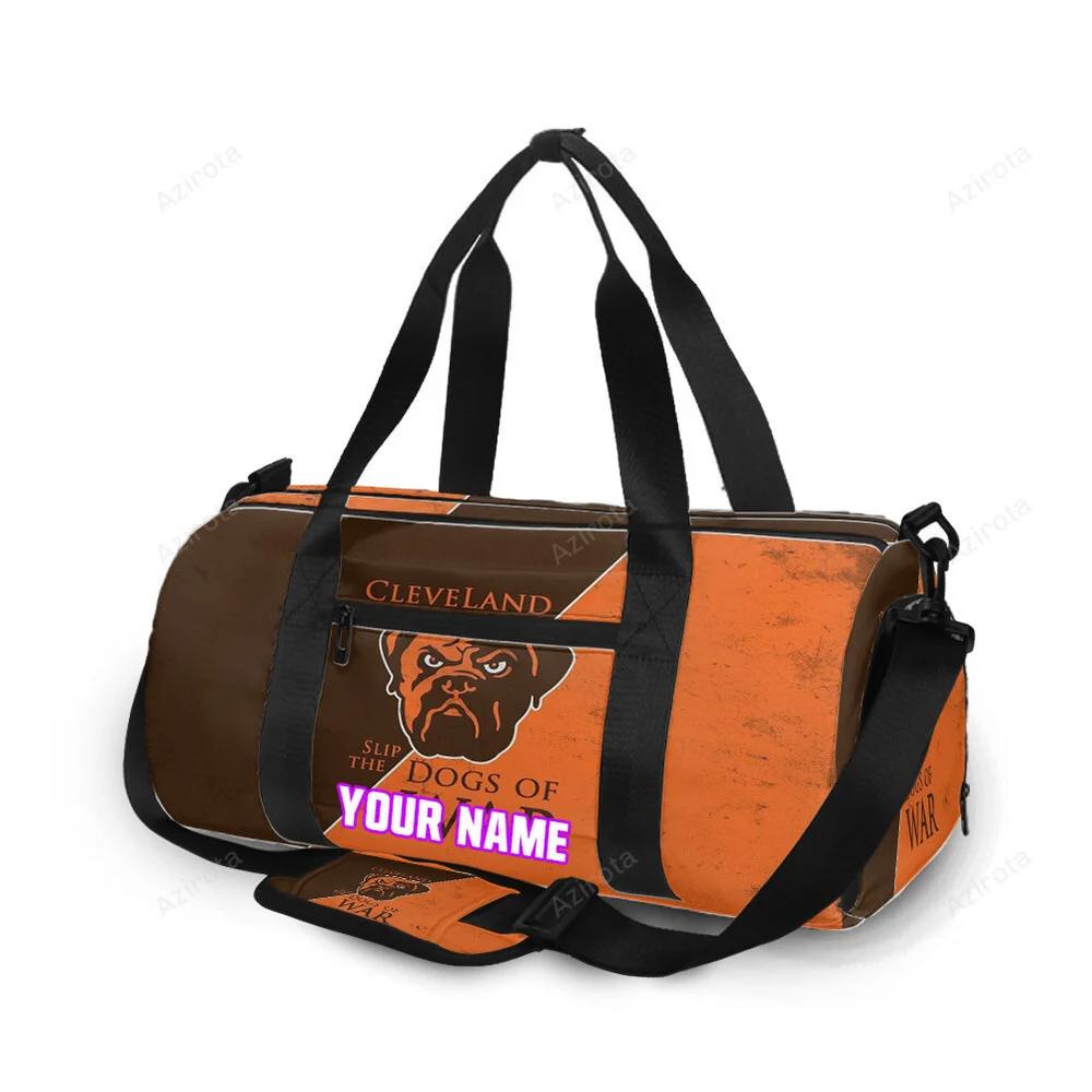 Cleveland browns logo slip the dogs of war personalized name travel bag gym bag 294 Travel Bag