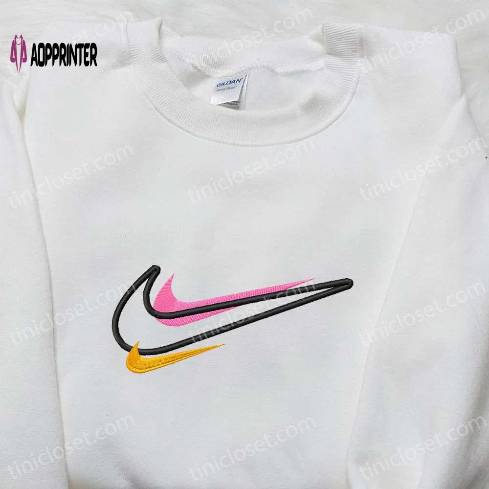 Color x nike swoosh embroidered shirt: custom birthday gift ideas Embroidered Shirt