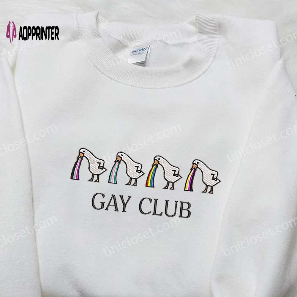 Colorful lgbt club silly goose embroidered shirt – animal & lgbtq pride design Embroidered Shirt